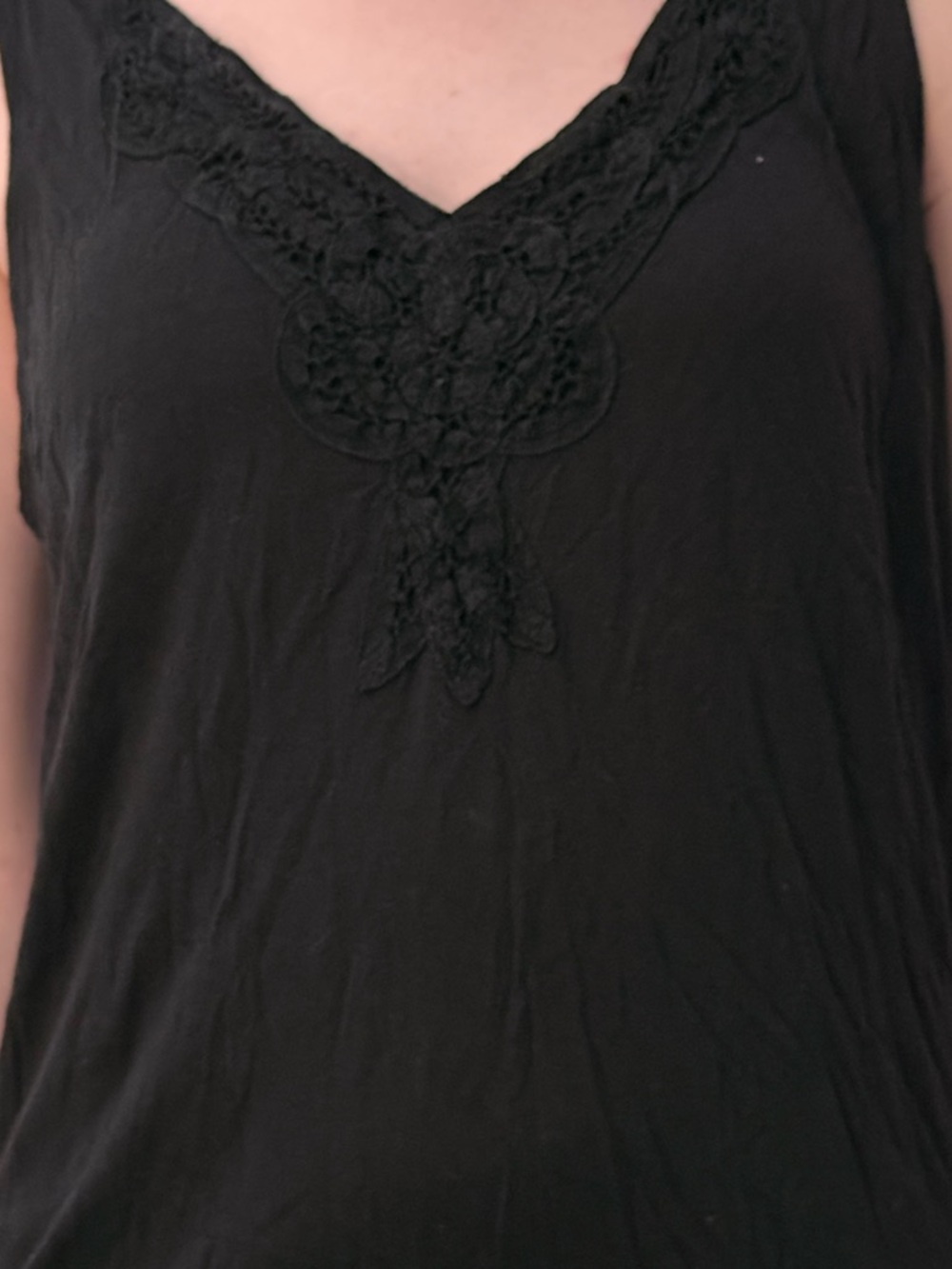 Black Crochet V-Neck Women’s Tank Top